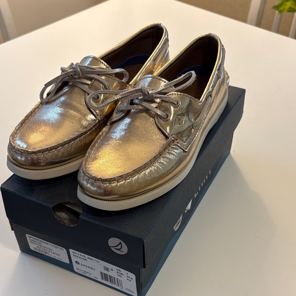 Sperry Metallic Gold Boat Shoes